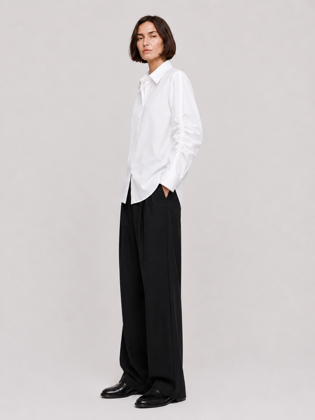 Thea Ruched-Sleeve Shirt