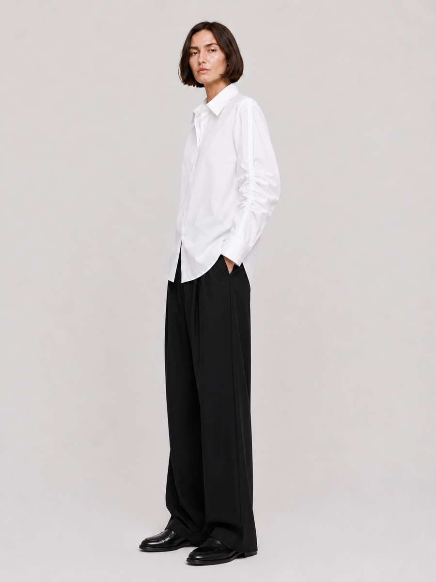 Thea Ruched-Sleeve Shirt