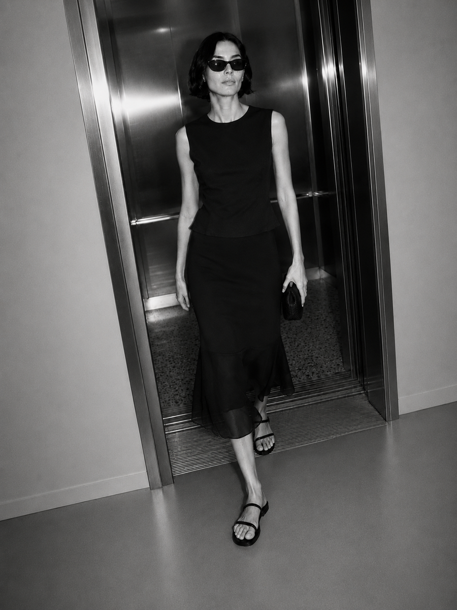 Noor Sheer-Hem Skirt
